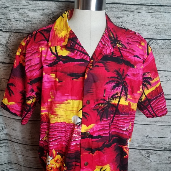 Palmwave Men`s Hawaiian Short Sleeved Button Down Shirt Cruise Wear New Size 2XL - Picture 4 of 7